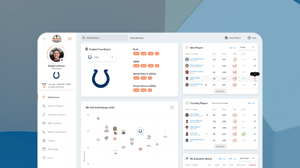 Tracking Football app preview of NFL team profile